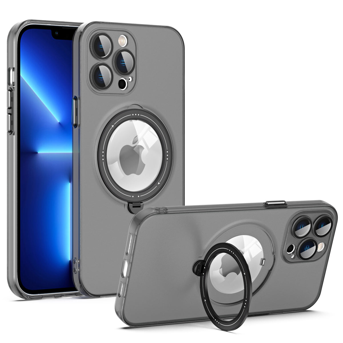 Compatible with MagSafe Shell for iPhone 13 Pro Convex Lens Ring Kickstand Case PC TPU Phone Cover Compatible with MagSafe Shell for iPhone 13 Pro Convex Lens Ring Kickstand Case PC TPU Phone Cover